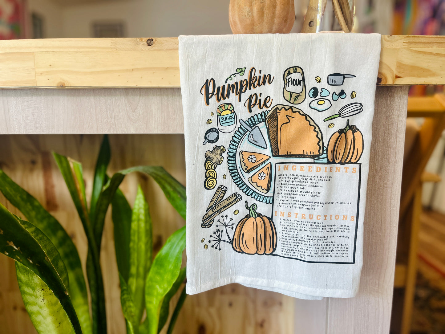 Pumpkin Pie Recipe Tea Towel