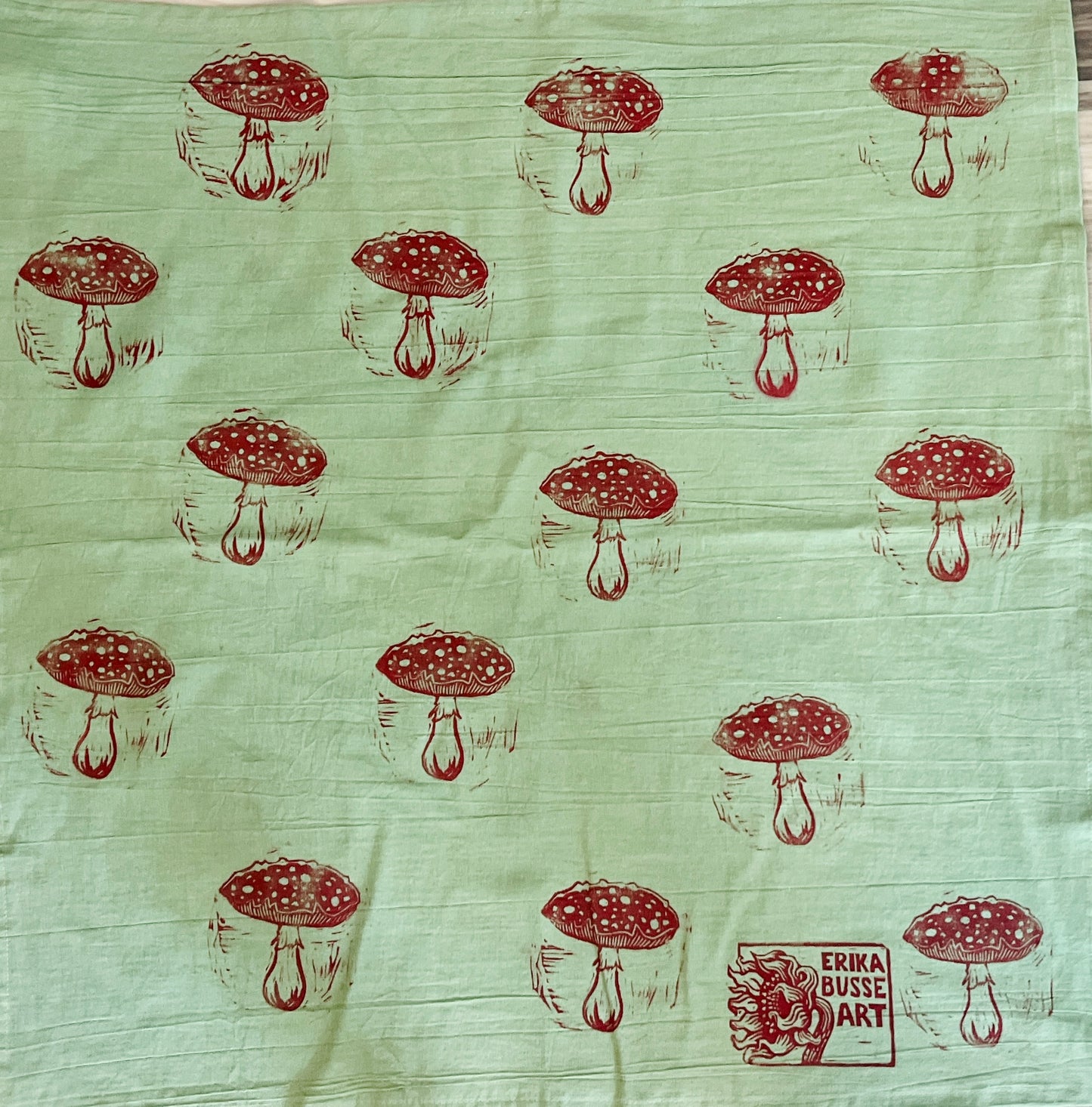 Agaric Mushroom Patterned Tea Towel