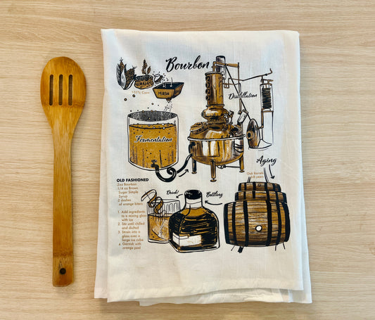 Bourbon and Old Fashion Recipe Tea Towel