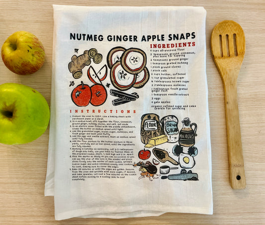 Nutmeg Ginger Apple Snaps Recipe Tea Towel