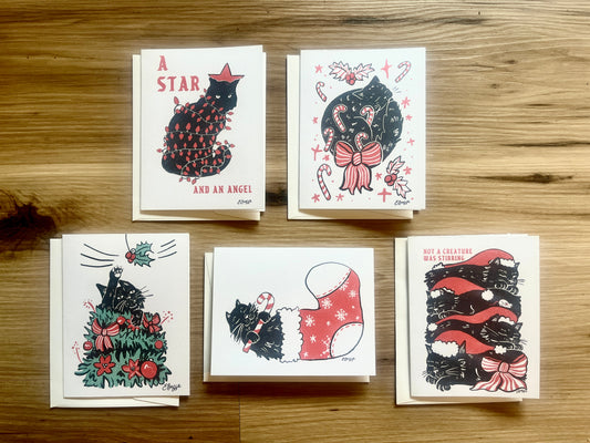 Holiday Cat Themed Card Set