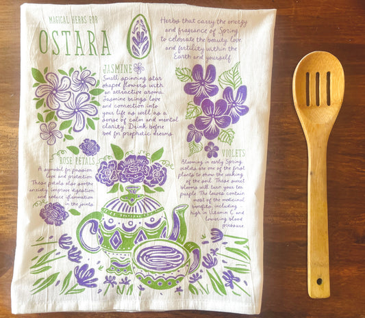 Ostara Herbs Tea Towel