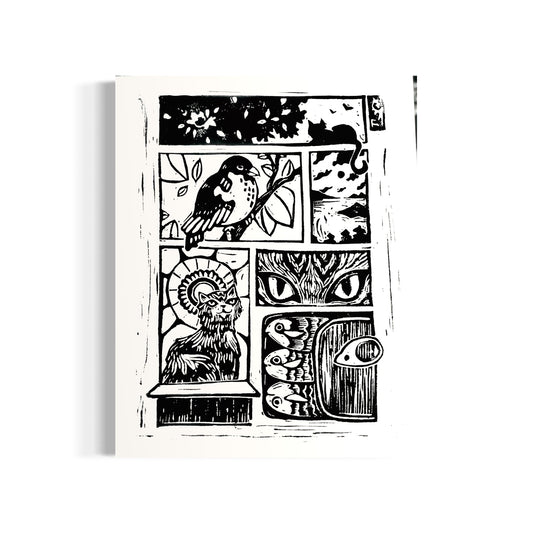 Tabby Tales Linocut