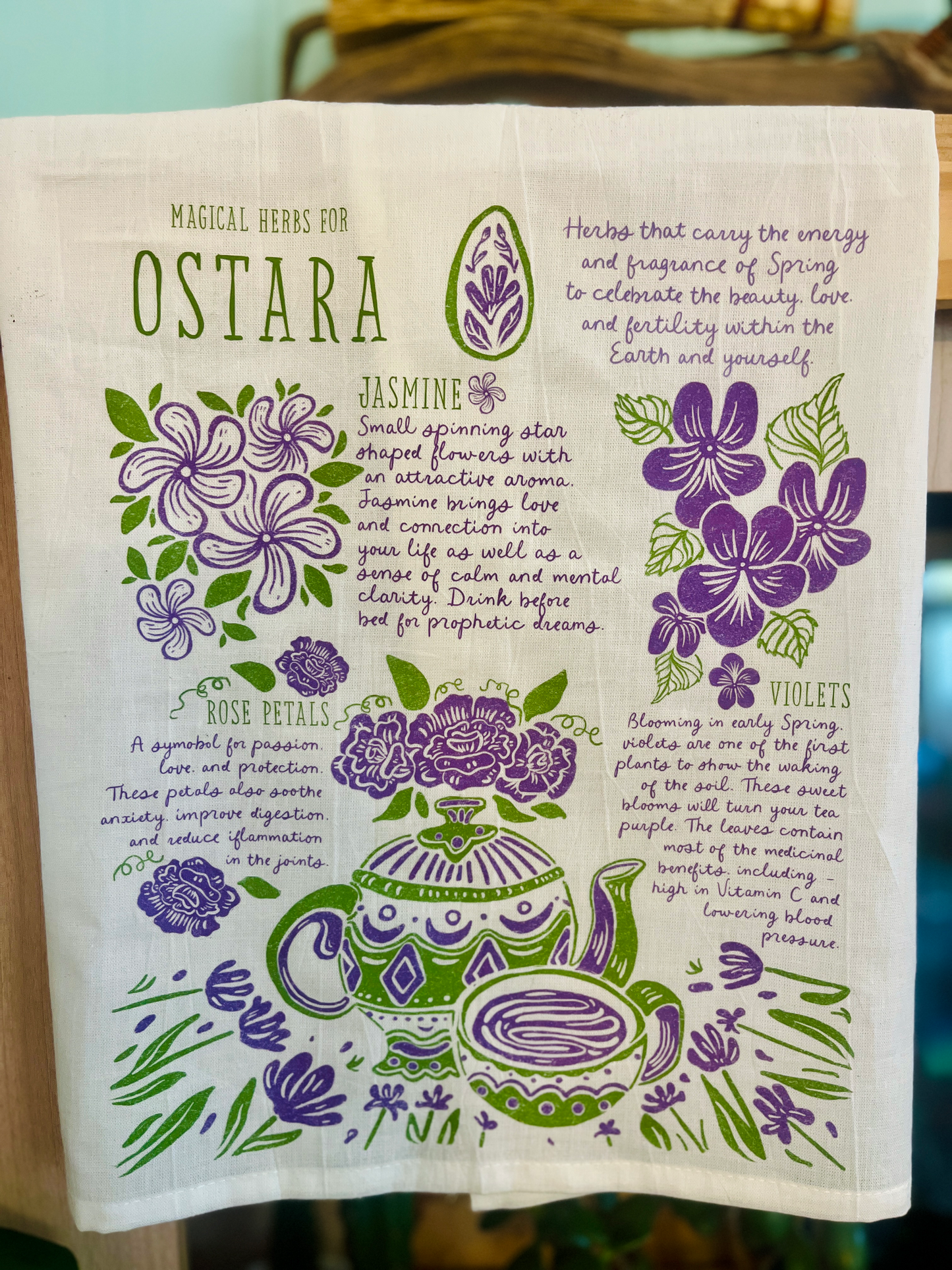 Ostara Herbs Tea Towel