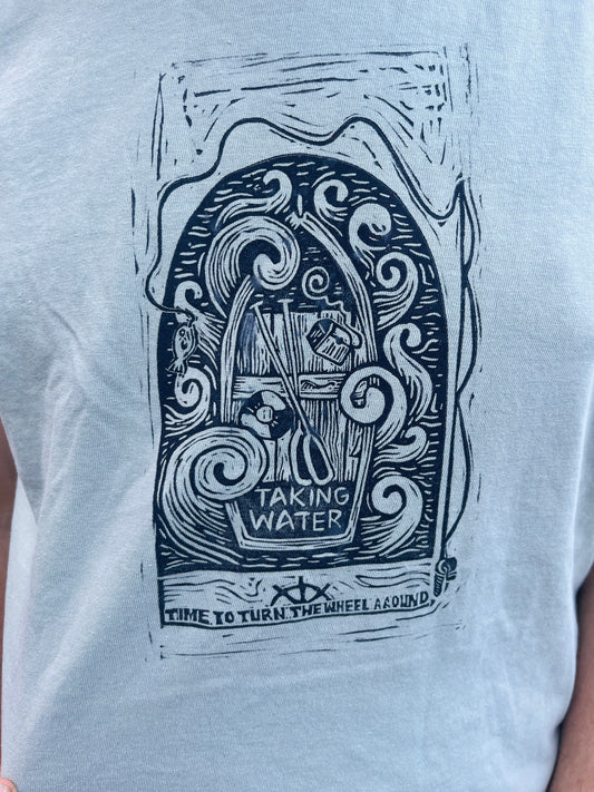 Taking Water Billy Strings T - handprinted linocut, BMFS, fishing shir