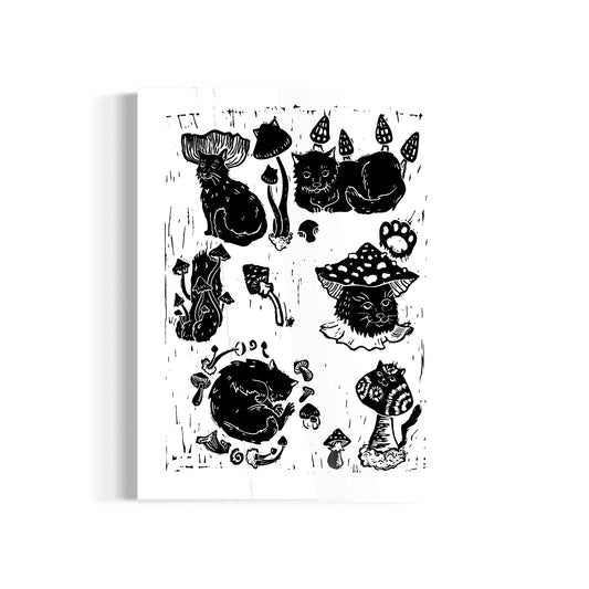 Meowshroom - Original Linocut Print