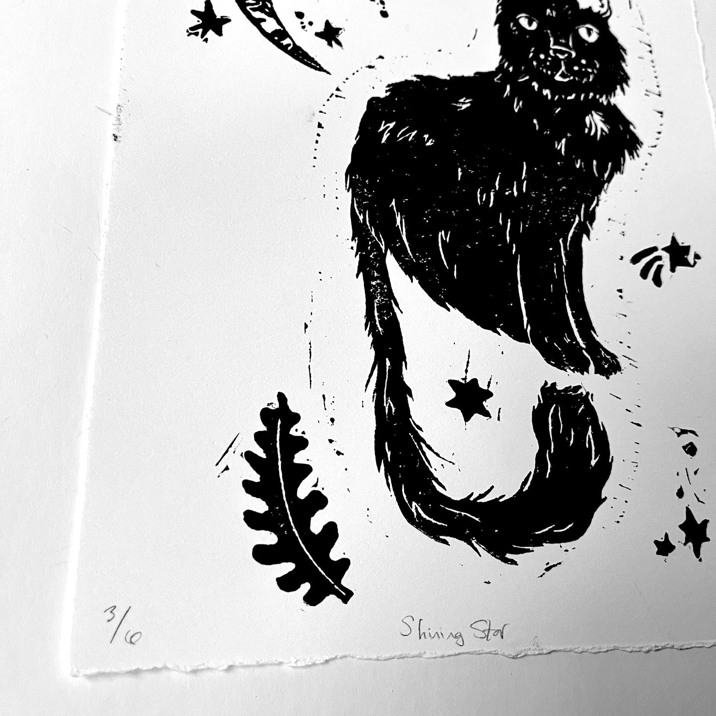 Moon Queen - Original Linocut Cat Series