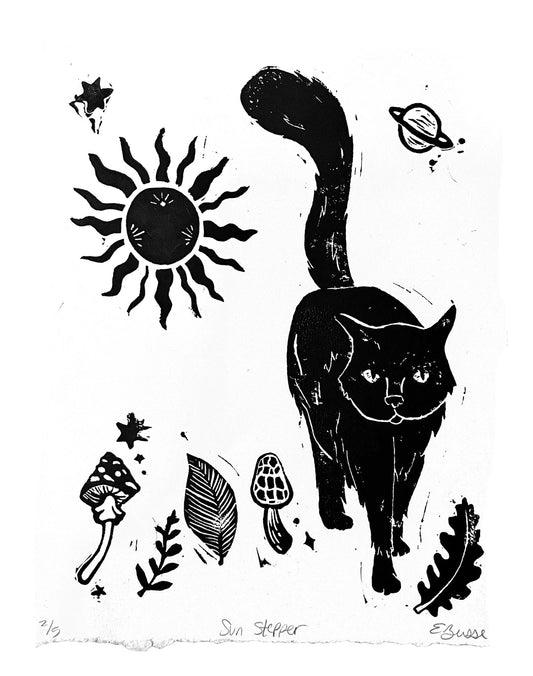 Sun Stepper - Original Linocut