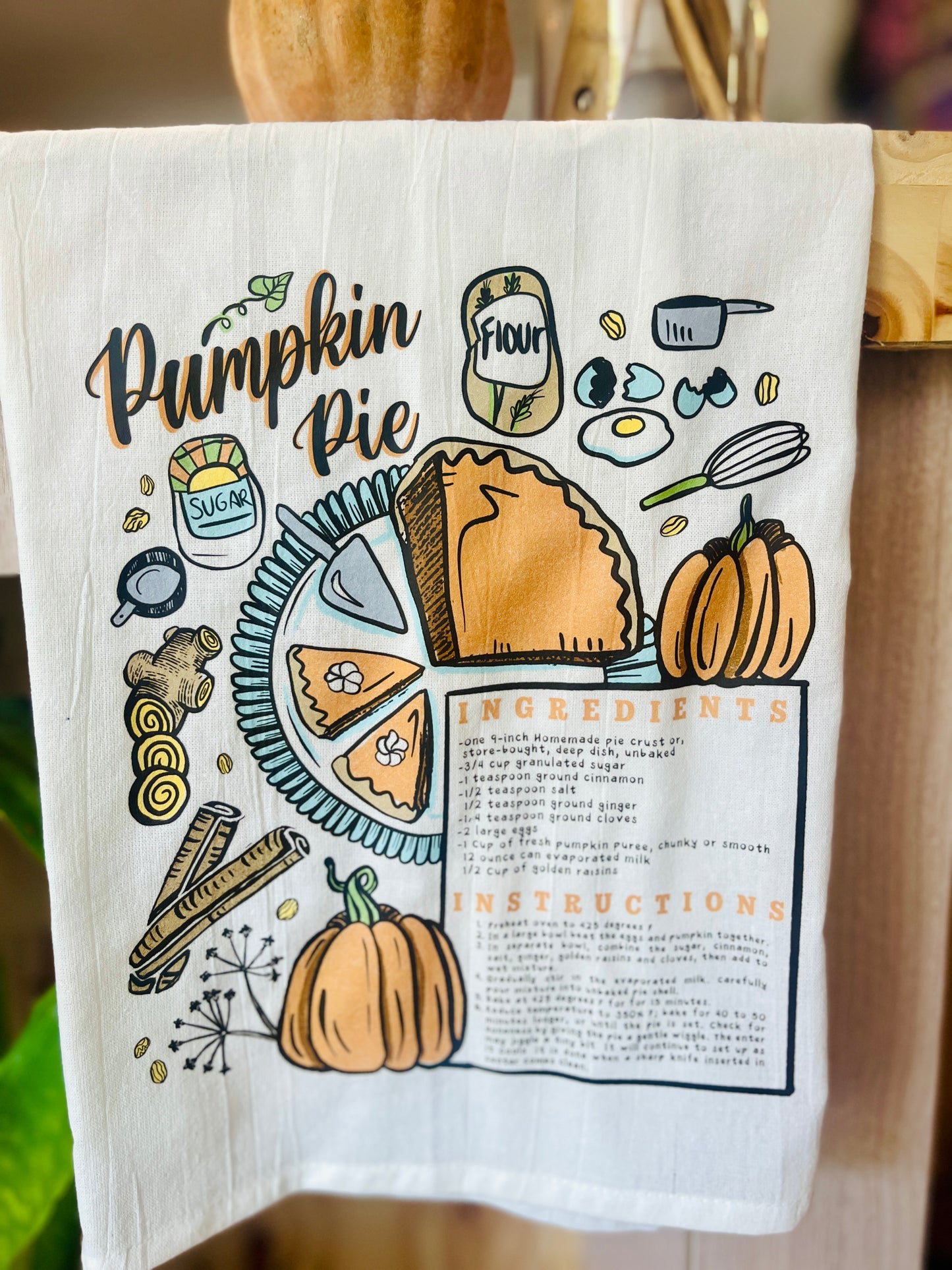 Pumpkin Pie Recipe Tea Towel