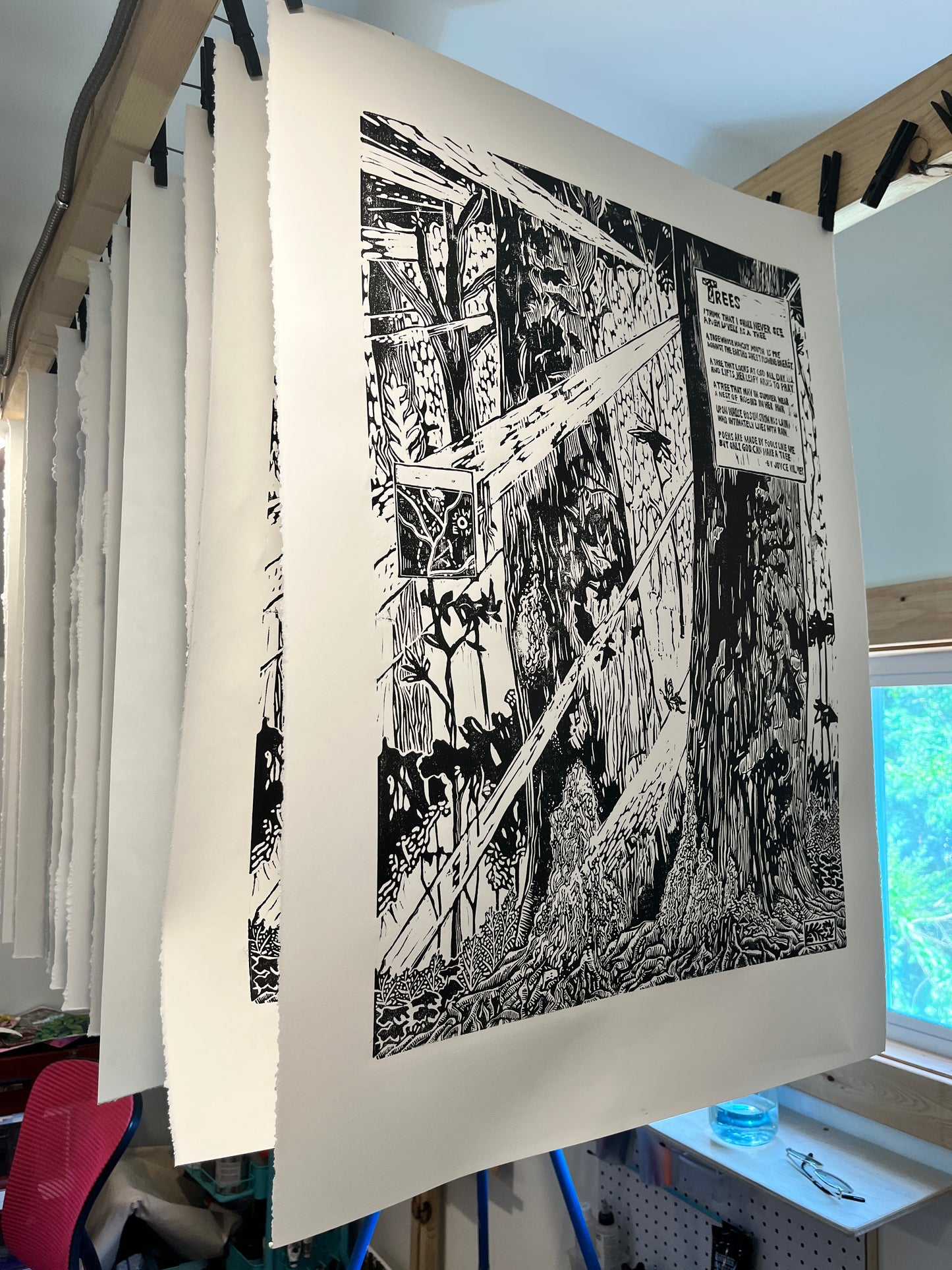 Lovely As A Tree - linocut