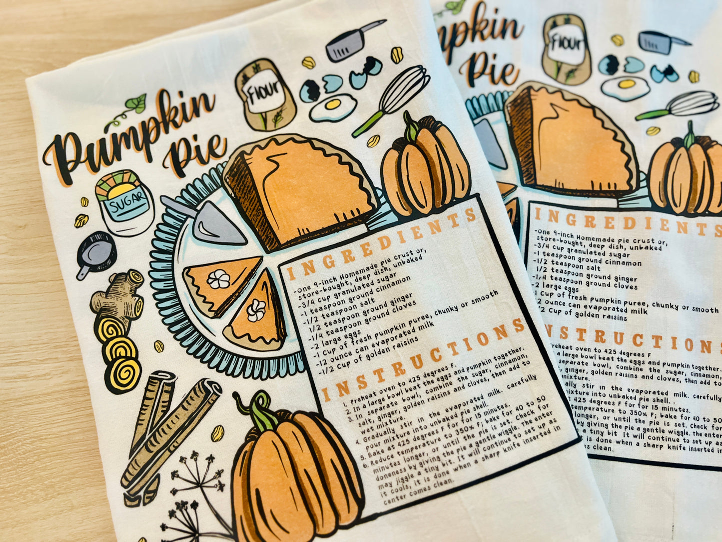 Pumpkin Pie Recipe Tea Towel