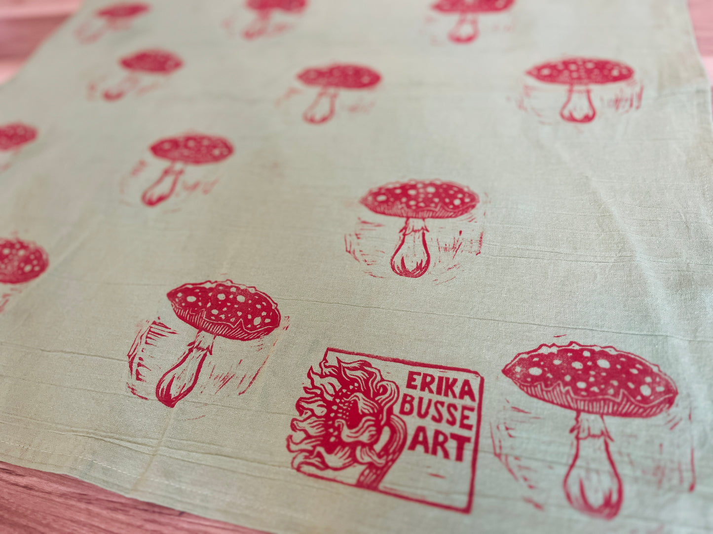 Agaric Mushroom Patterned Tea Towel