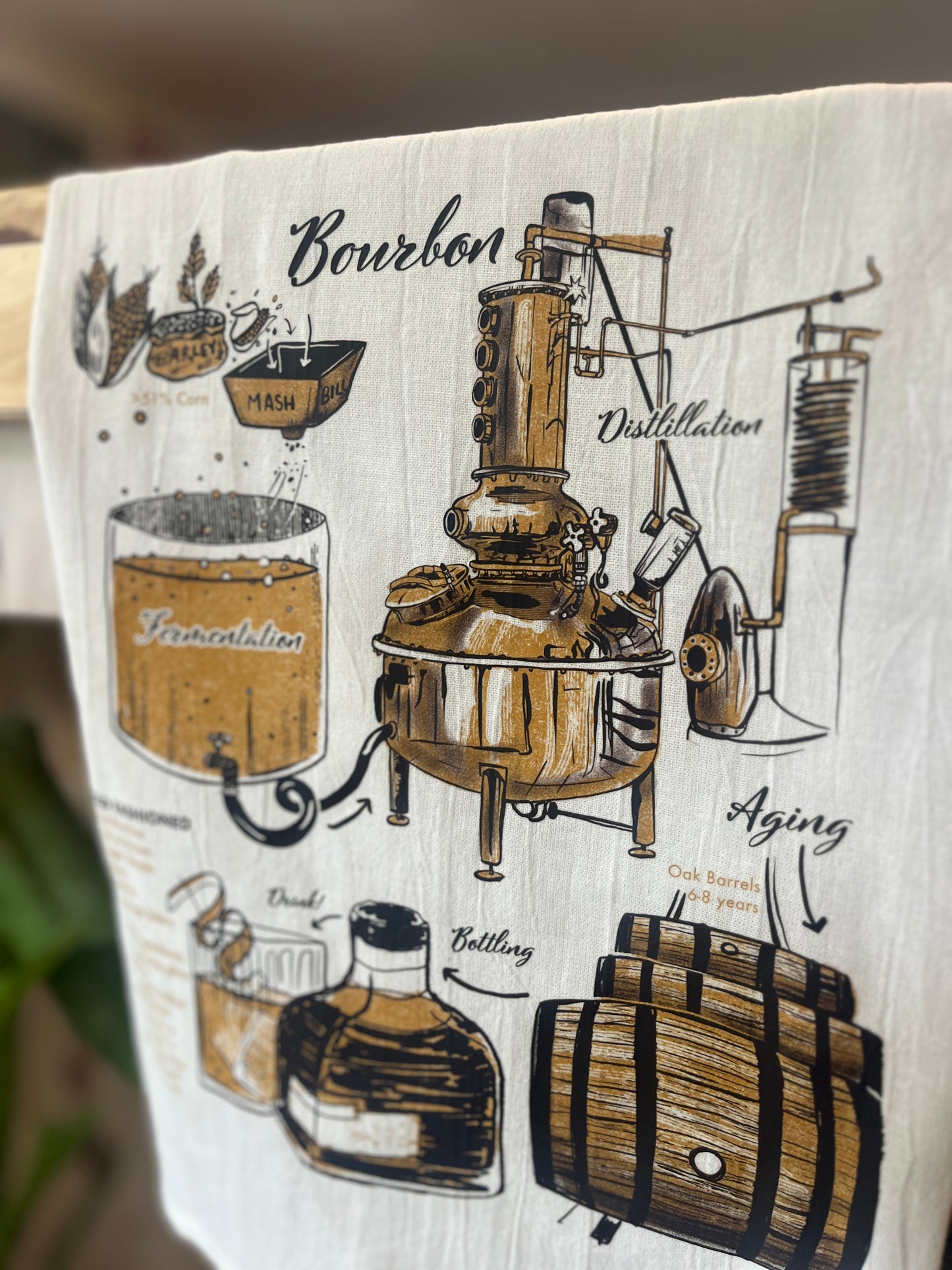 Bourbon and Old Fashion Recipe Tea Towel