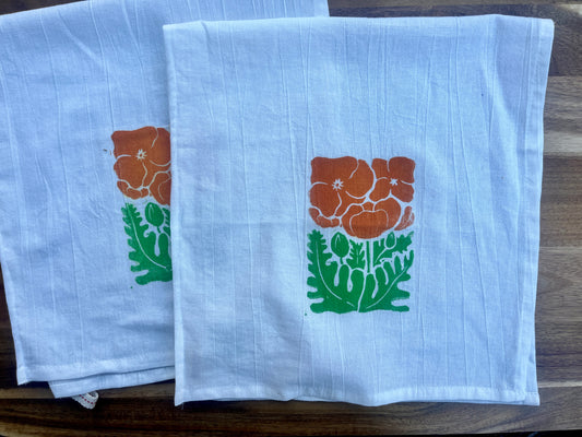 California Poppy Tea Towel