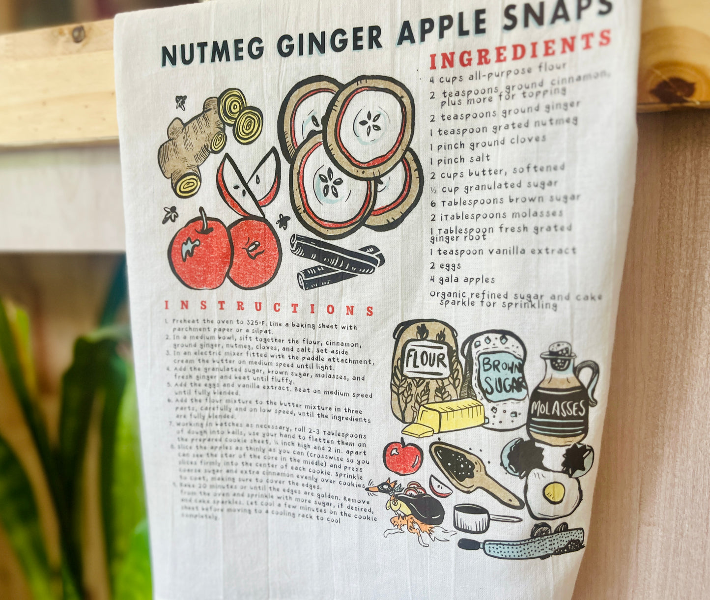 Nutmeg Ginger Apple Snaps Recipe Tea Towel