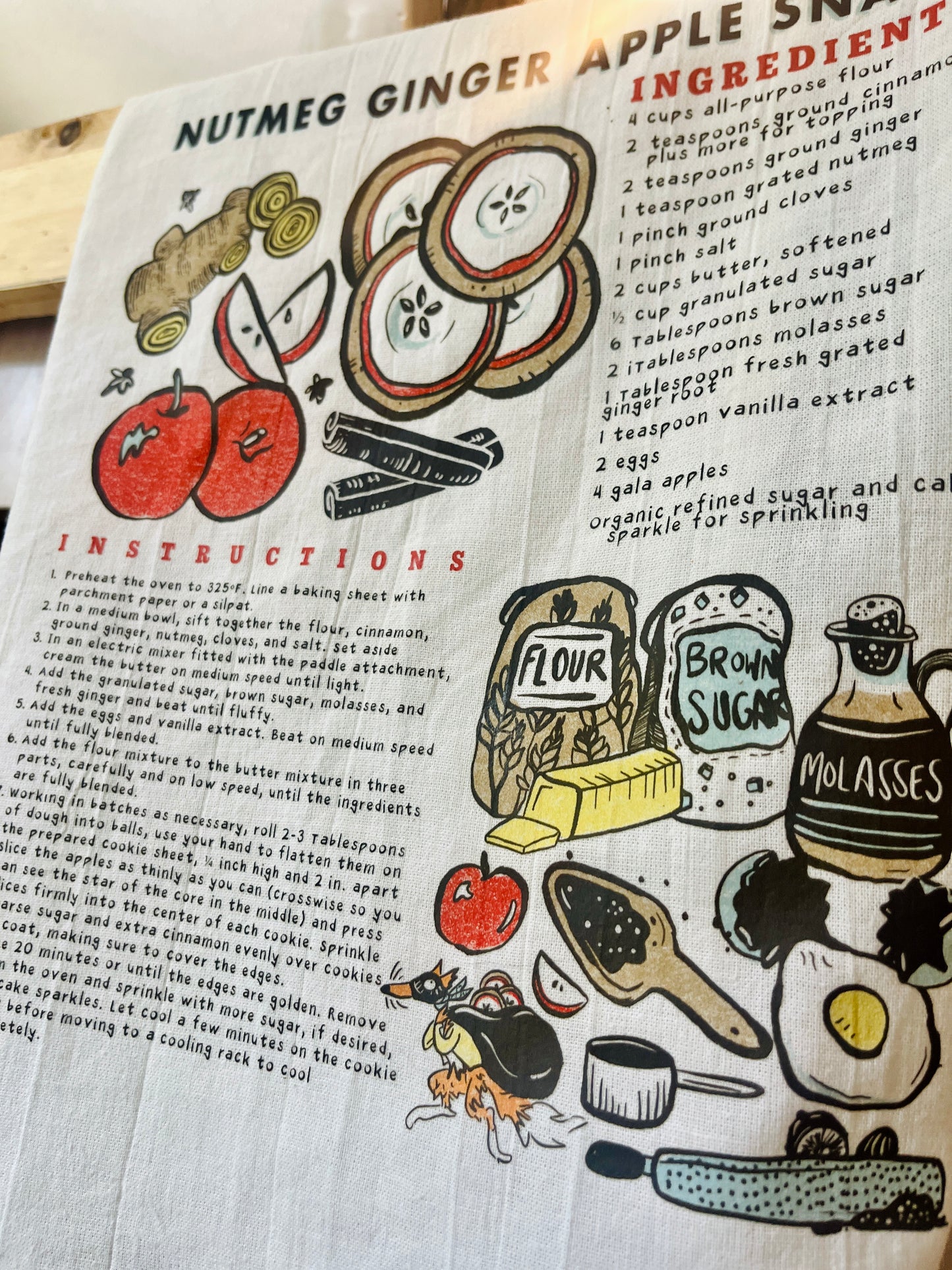 Nutmeg Ginger Apple Snaps Recipe Tea Towel