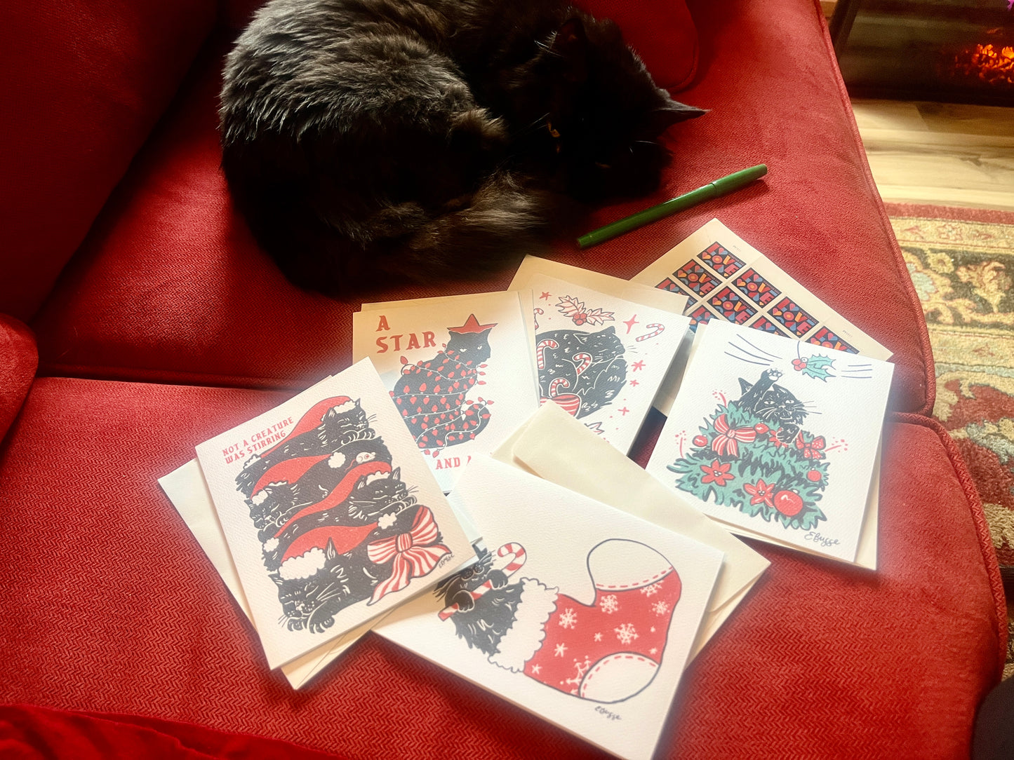 Holiday Cat Themed Card Set