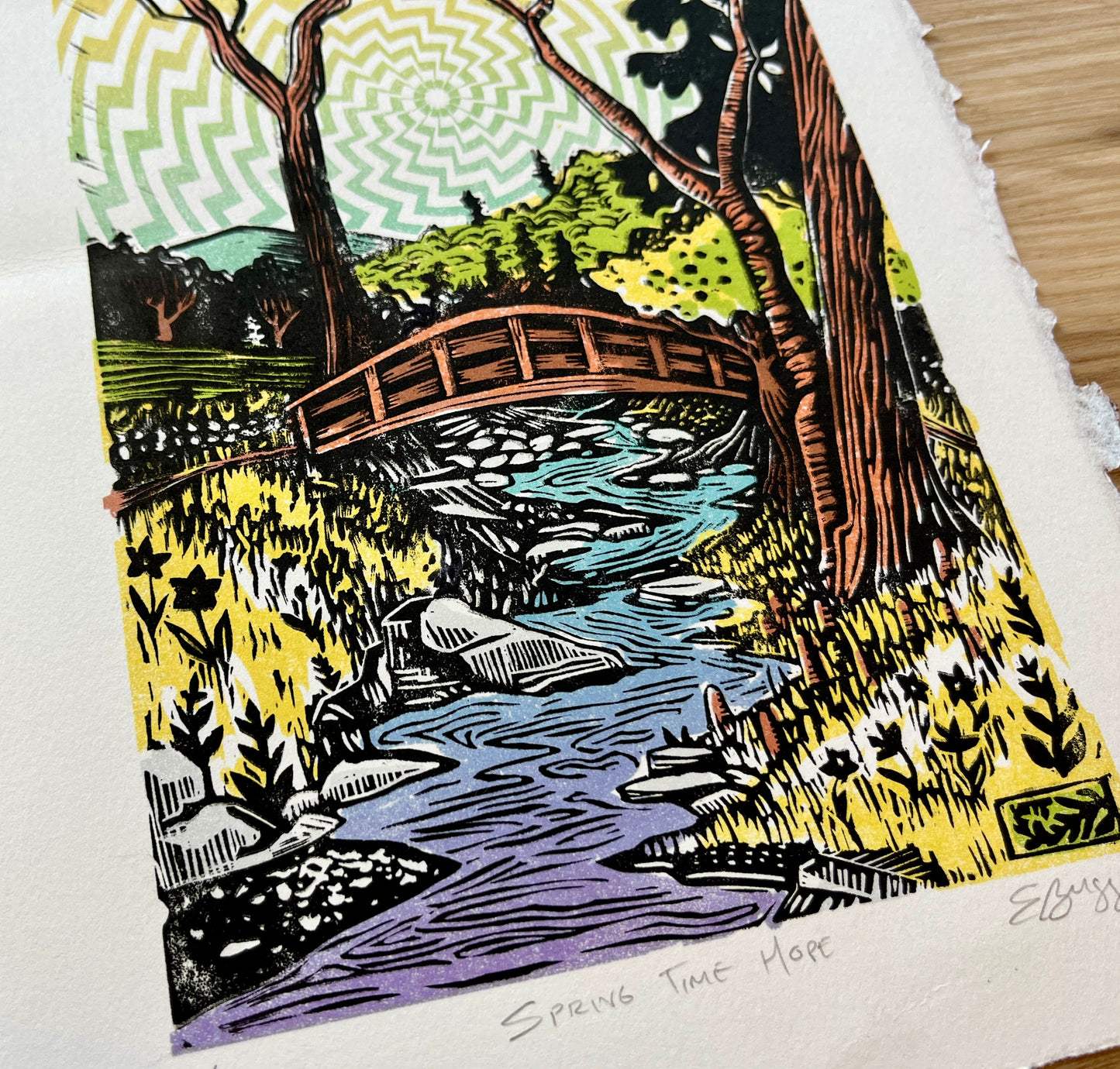 Spring Time Hope - original linocut