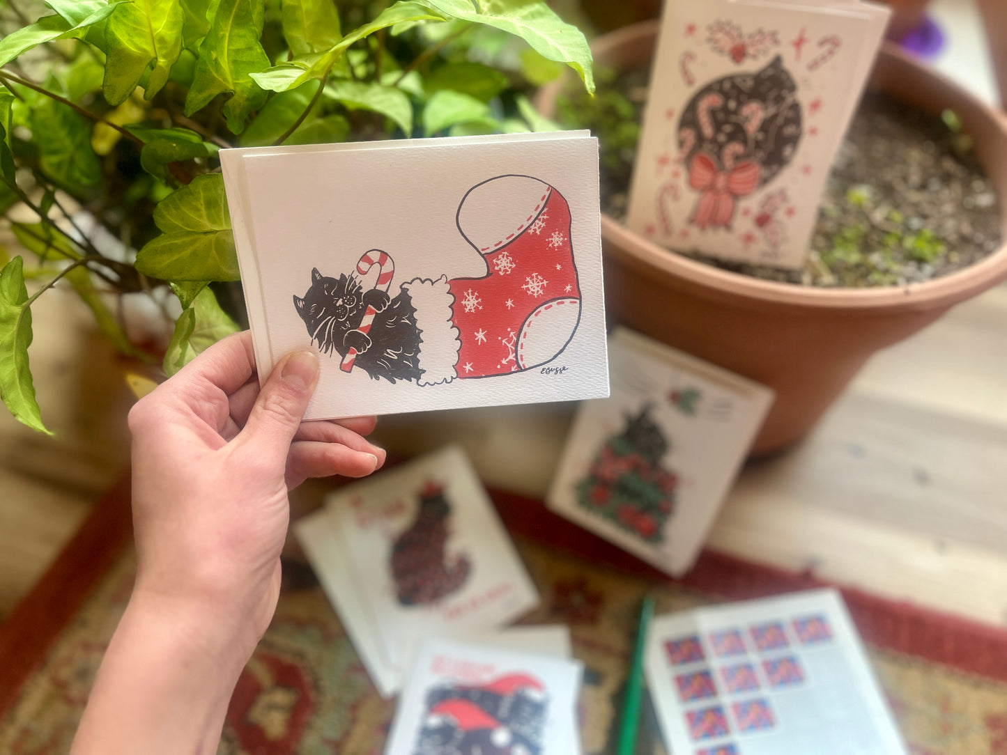 Holiday Cat Themed Card Set