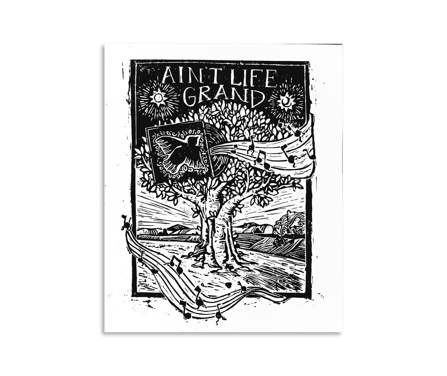 Ain't Life Grand - Linocut