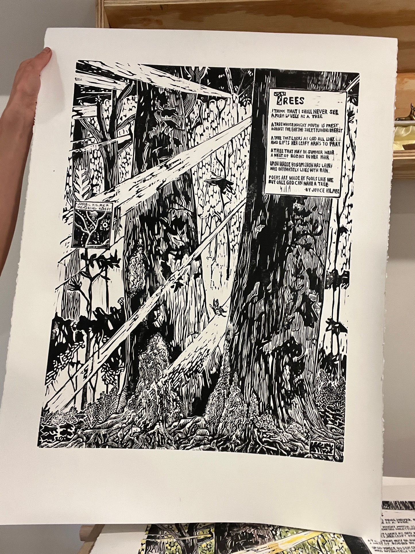 Lovely As A Tree - linocut