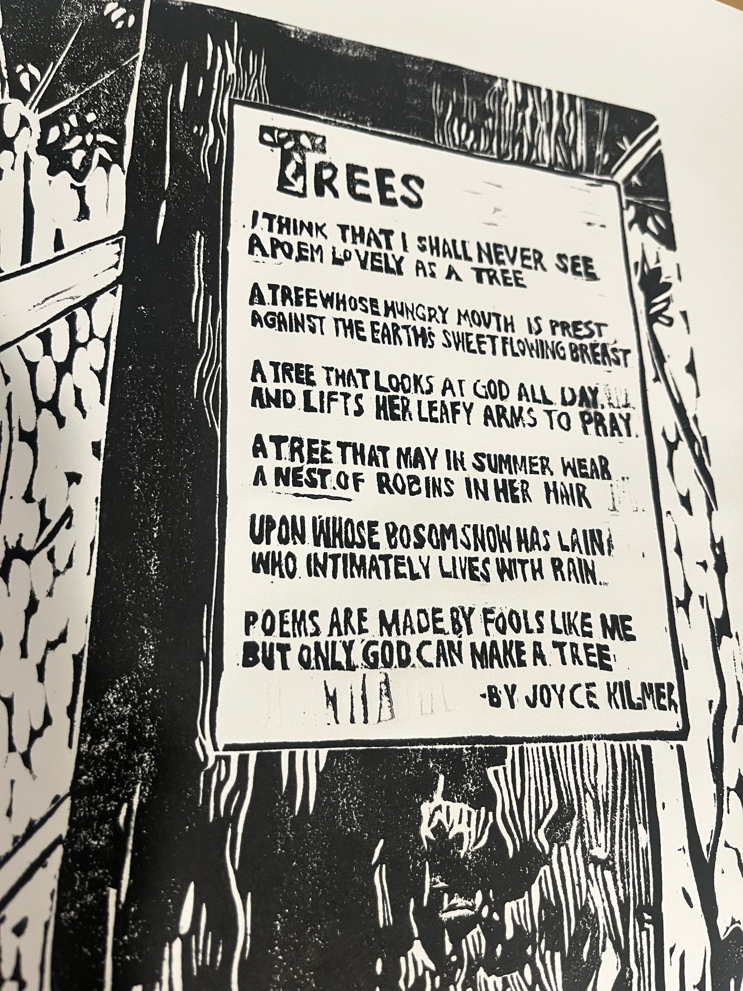 Lovely As A Tree - linocut