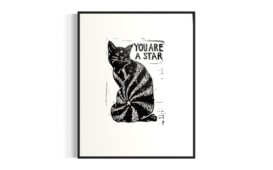 You Are a Star - linocut