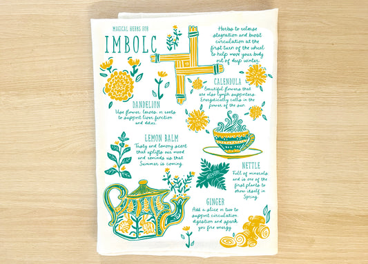 Imbolc Herbs Tea Towel