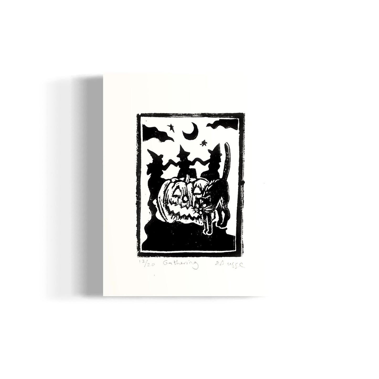 Moon Gathering - Original Linocut Print