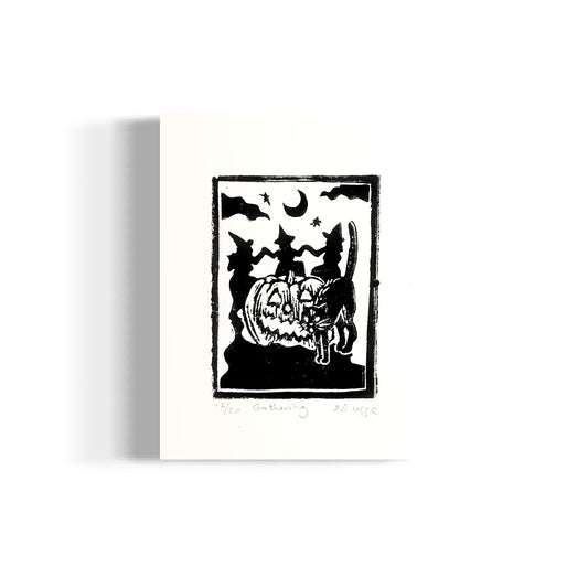 Moon Gathering - Original Linocut Print