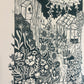Abundance Surrounds Me - linocut