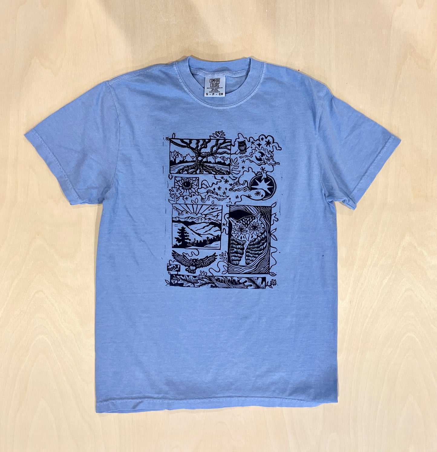 Owl Story Linocut T-Shirt