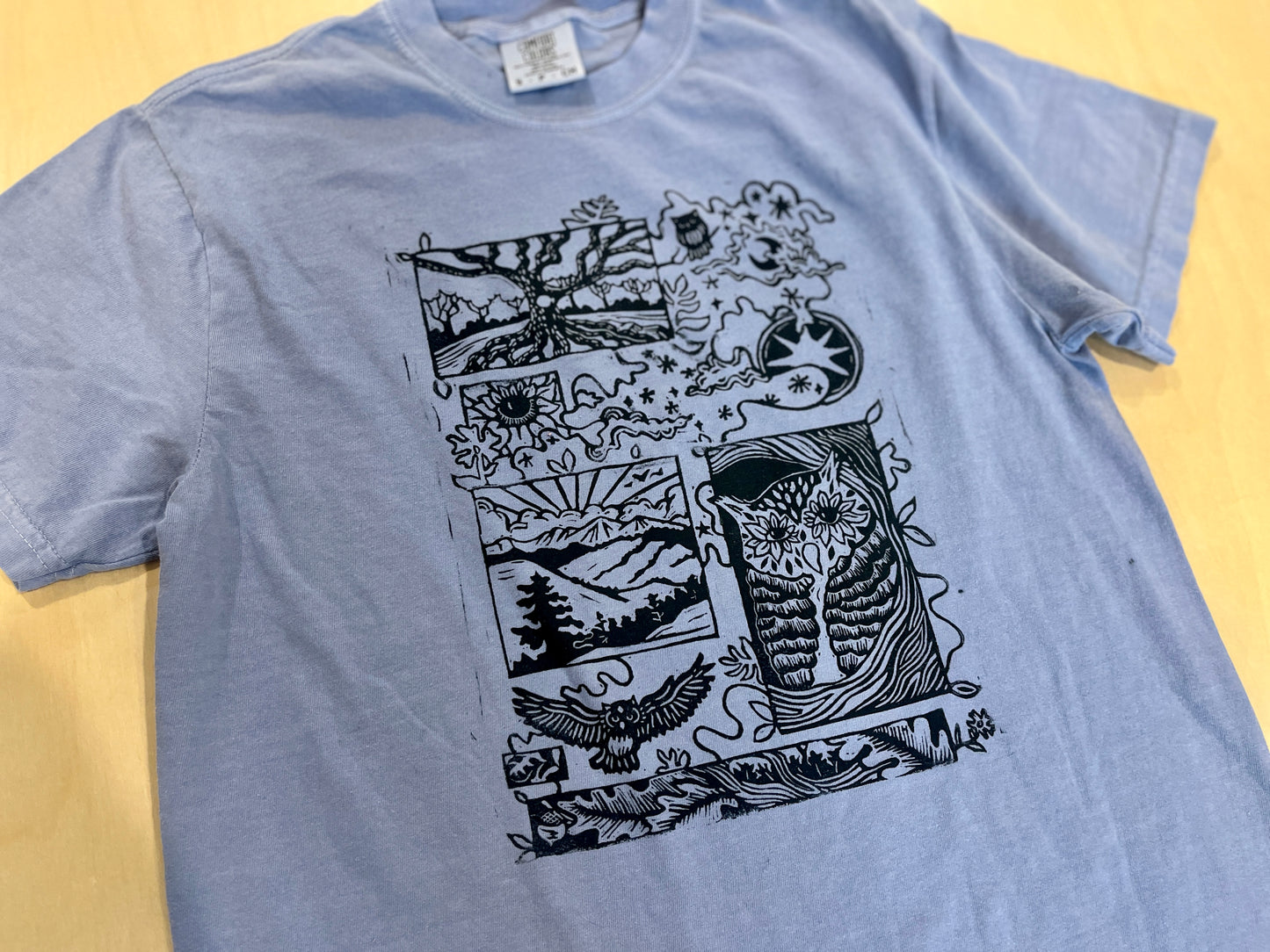 Owl Story Linocut T-Shirt