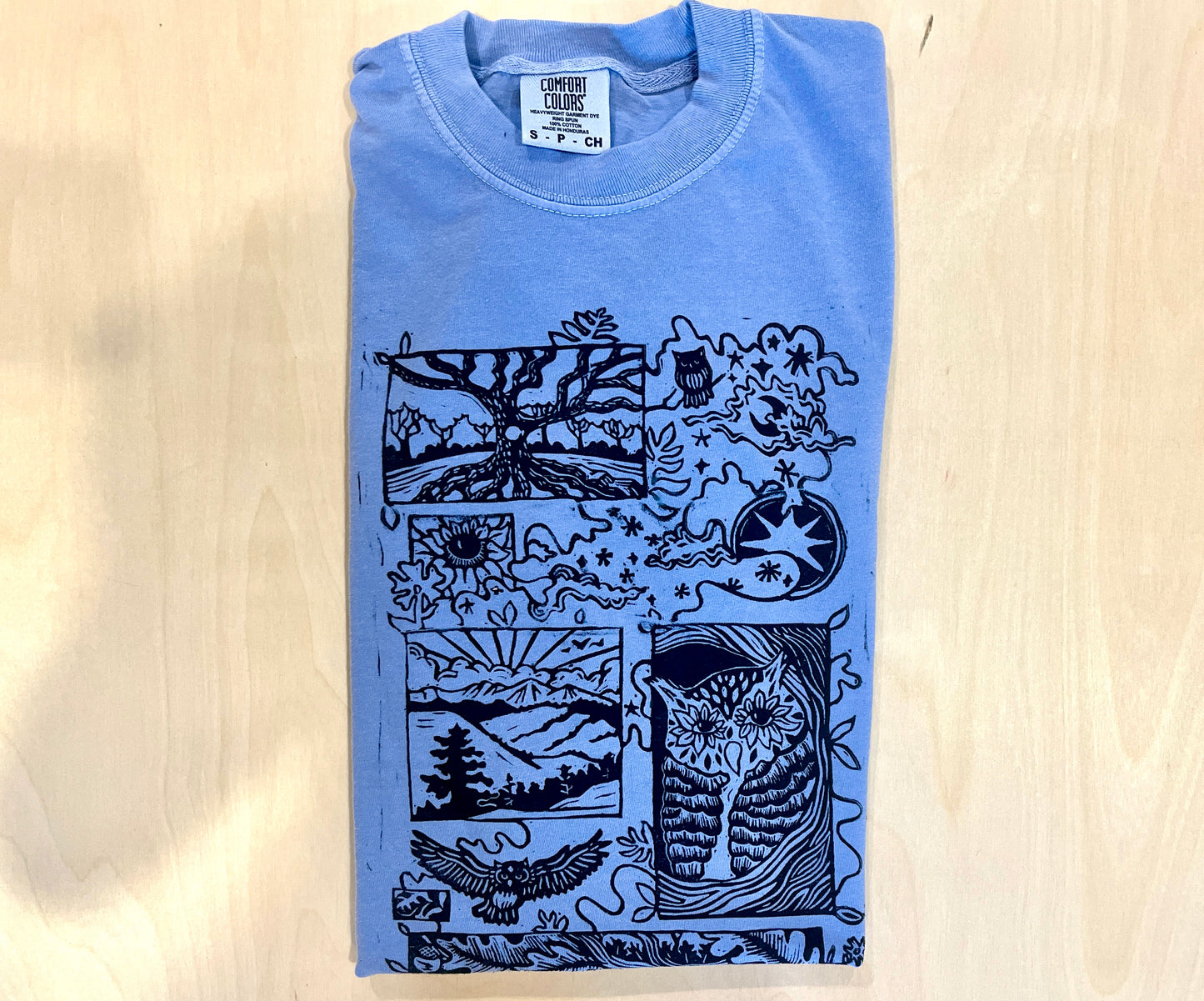 Owl Story Linocut T-Shirt