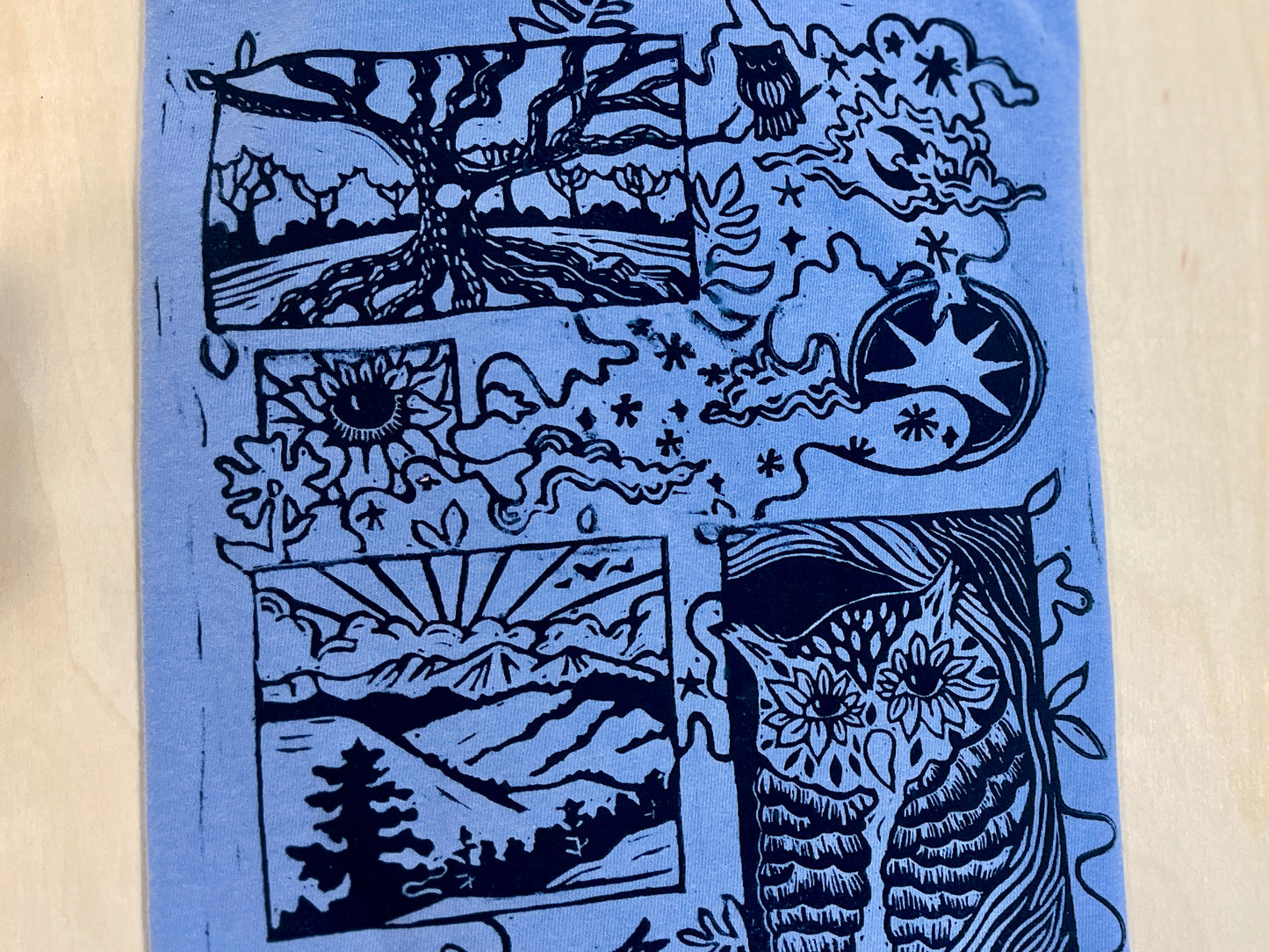 Owl Story Linocut T-Shirt