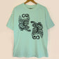 Flying Tigers linocut tshirt design, hand printed by erika busse asheville artist on a comfort colors bay tshirt