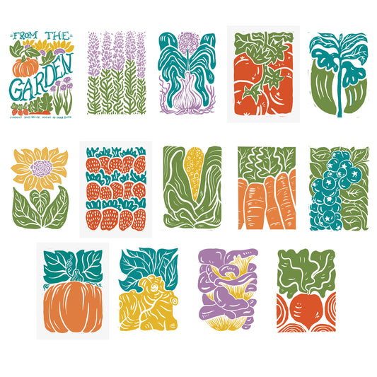 From the Garden Linocut and Recipe Snail Mail Club