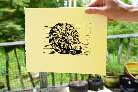 It's Always a Good Time For A Nap Linocut