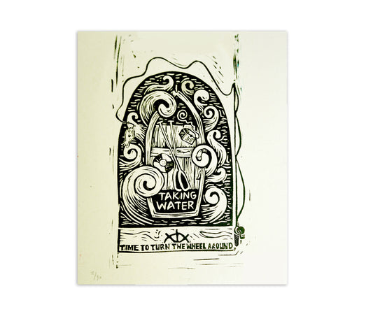 Taking Water - Linocut