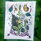 Use Your weeds, herbalist print, Lino cut