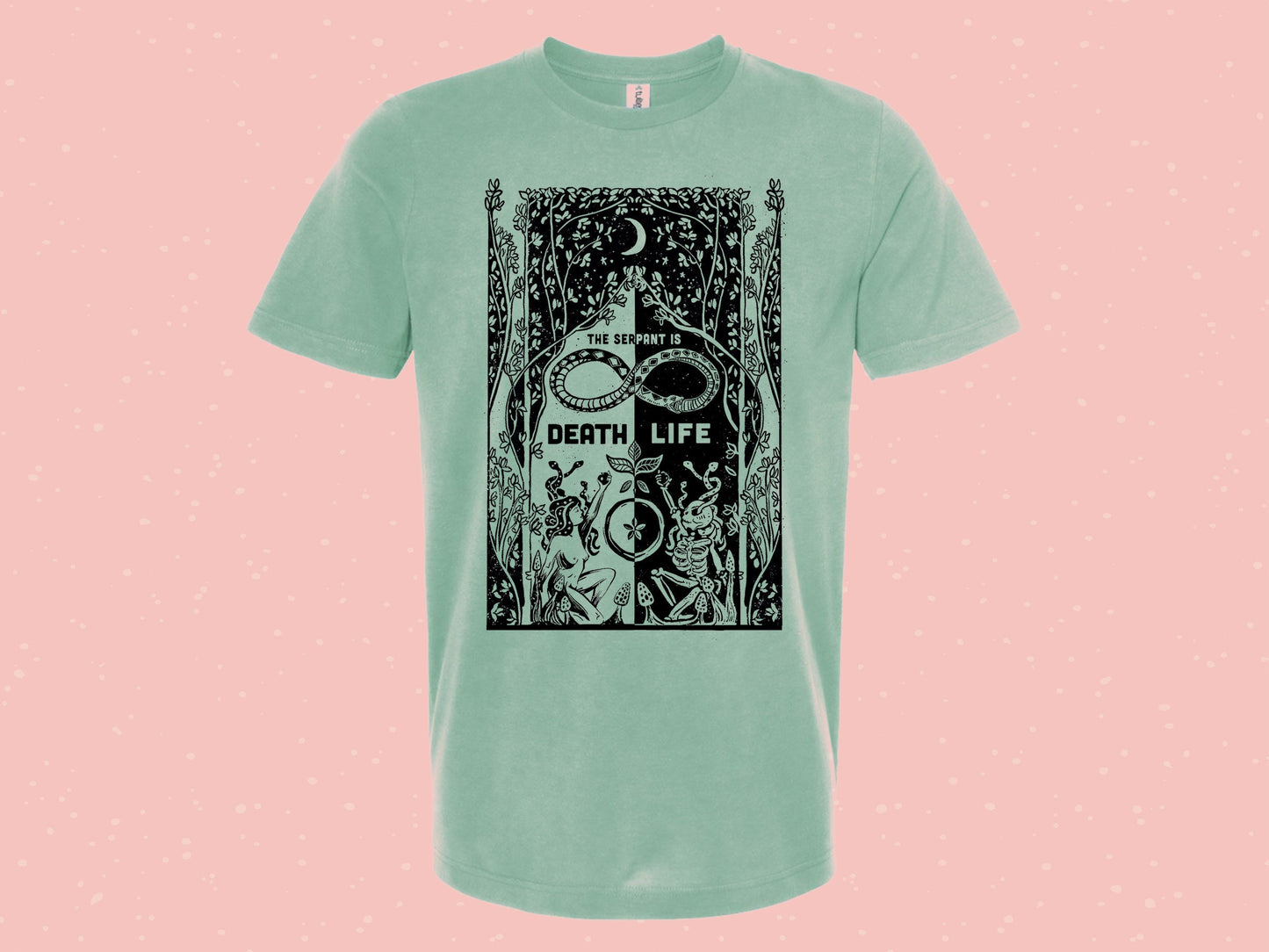 Serpent Is Death/Life, King Gizzard inspired screen printed and linocut T shirt