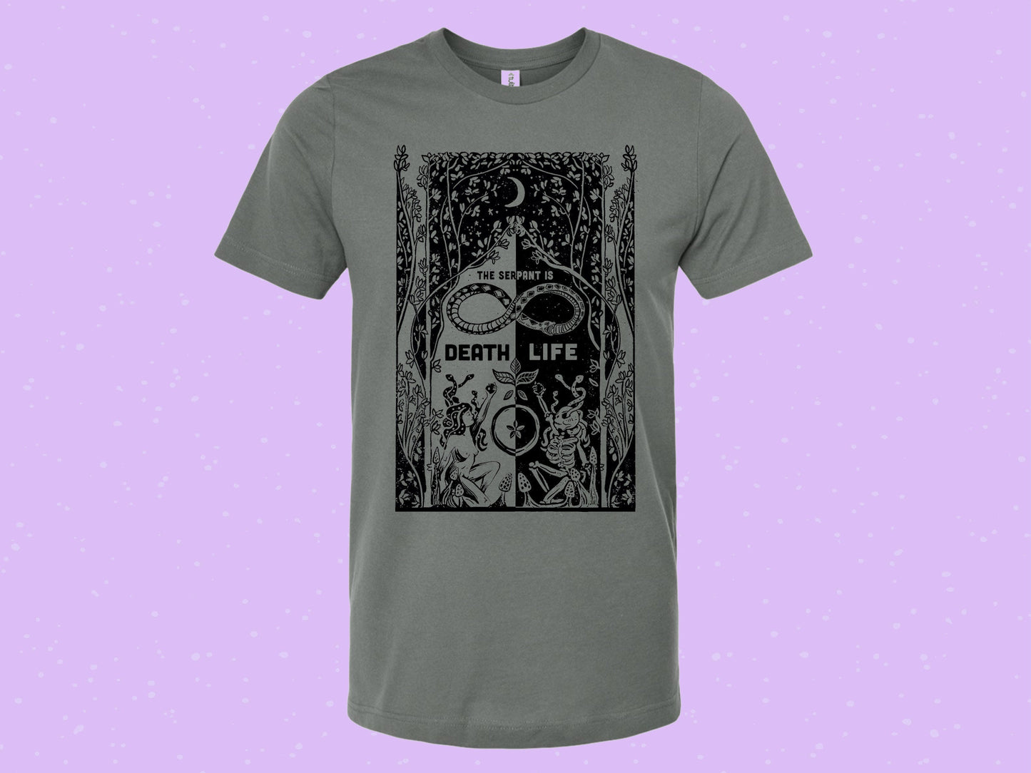 Serpent Is Death/Life, King Gizzard inspired screen printed and linocut T shirt