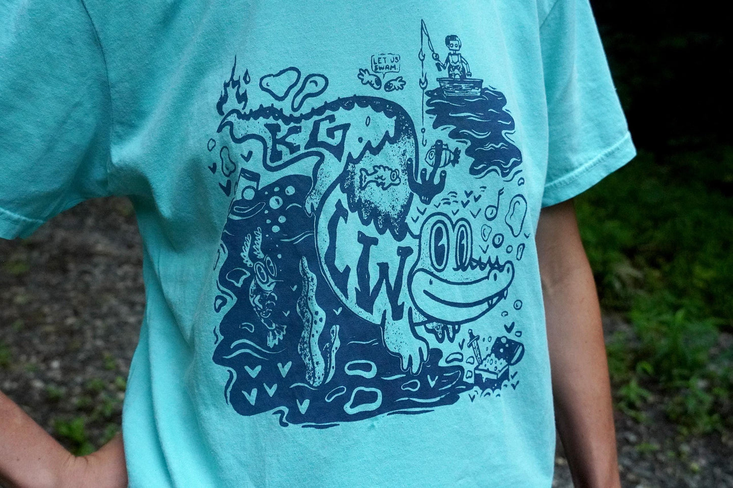 Fishing for Fishies King Gizzard and the Lizzard Wizard Fan Shirt - KGLW, king gizz, alligator, screen printed by hand on comfort colors