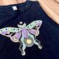 Witchy Luna Moth Ladies Black Crop Tank Top
