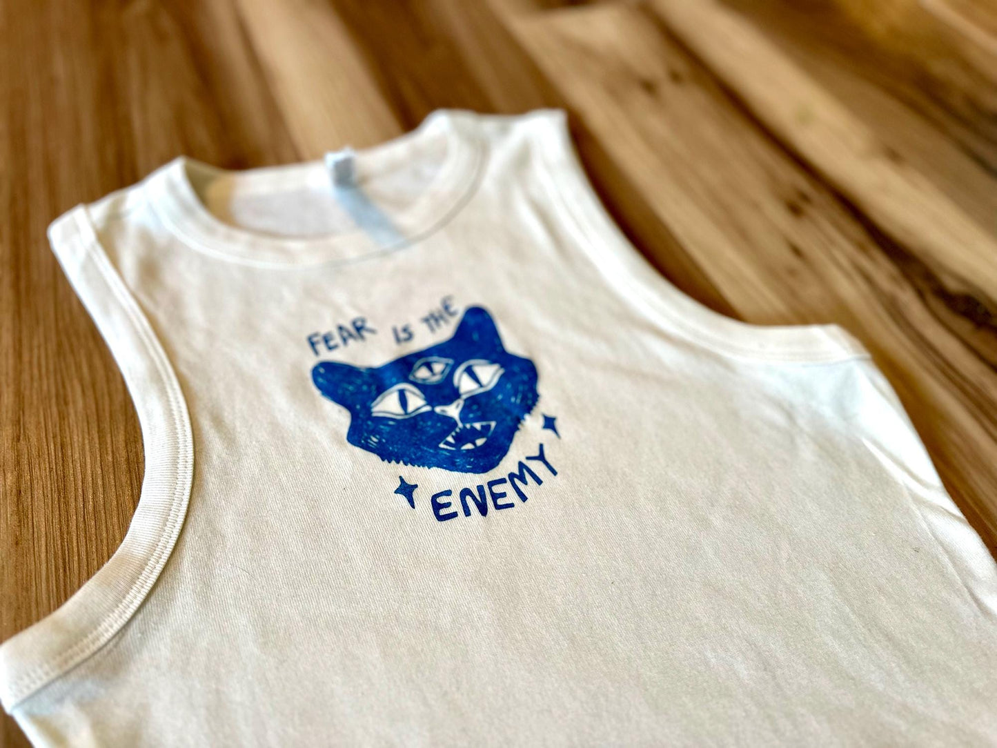 Fear Is The Enemy Empowering Ladies Crop Top Tank with Cats
