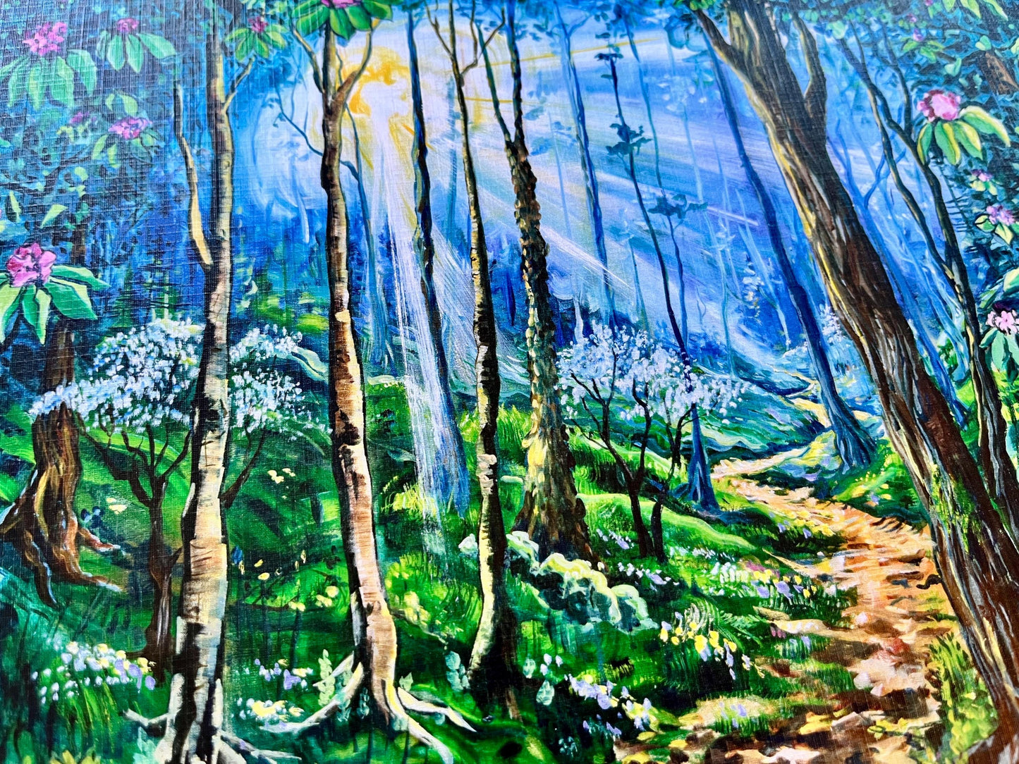 Sunlight Trail- landscape and animal Painting Art Print