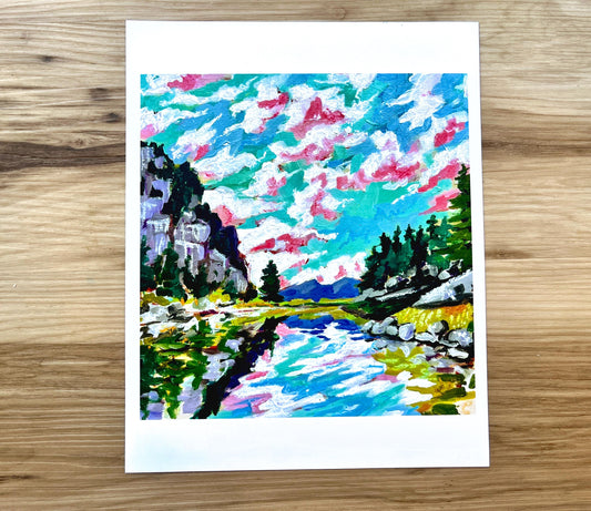 Gem Lake Colorado - Mountain and Water Landscape Painting - Art Print