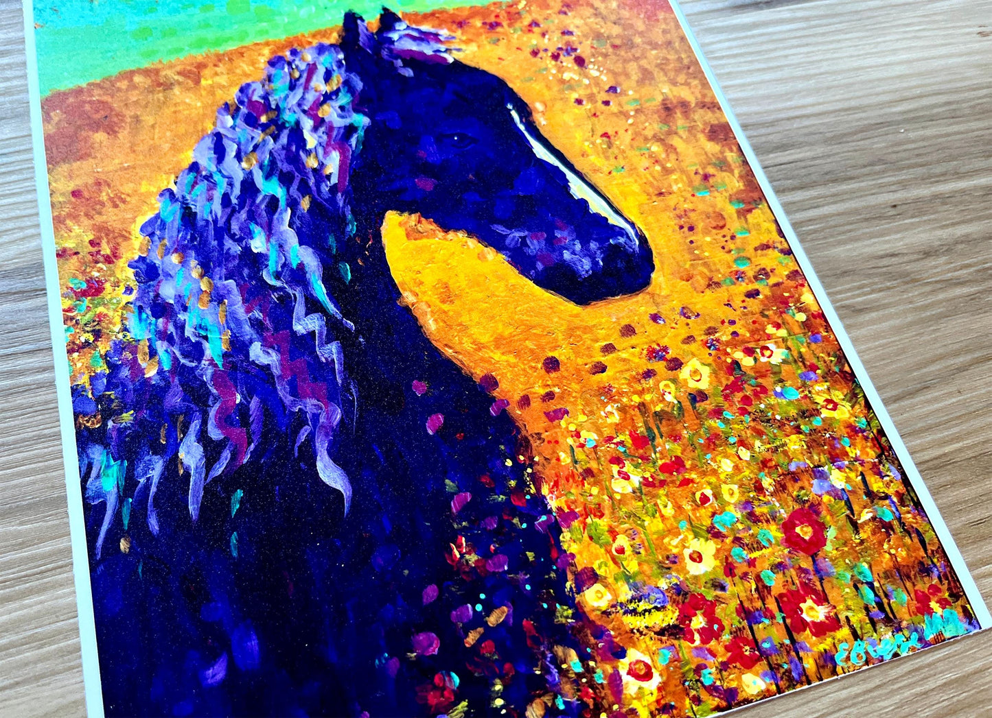 Tranquility Blooming - Horse and Flower Modern Painting - Art Print