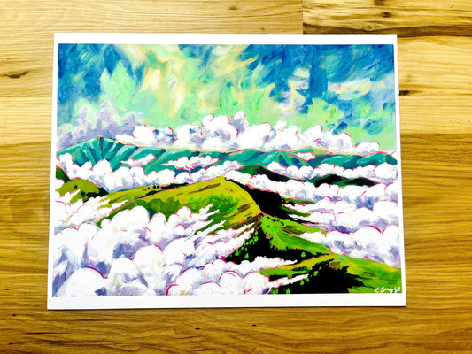 Heavenly Morning - Cloud and Mountain Top Painting - Great Smokey Mountains Art Print