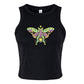Witchy Luna Moth Ladies Black Crop Tank Top